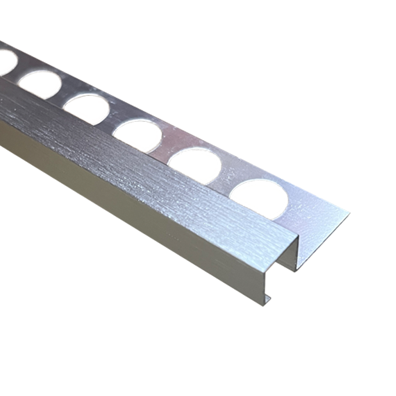 PREMTOOL Contract Metal Square Edge Brushed Silver Tile Trim 2.5m